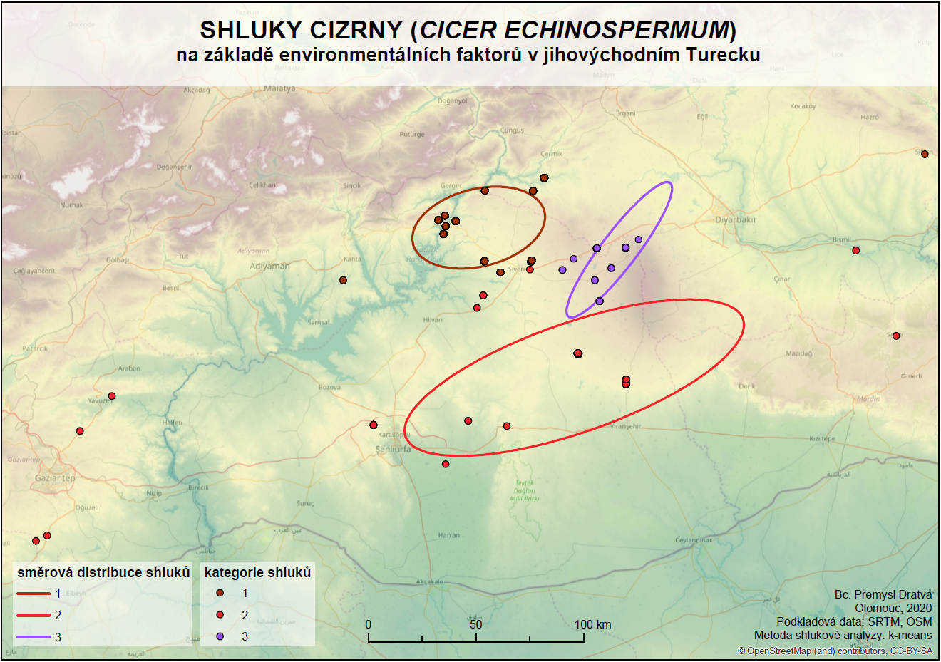 mapa shluku Cicer echinospermum