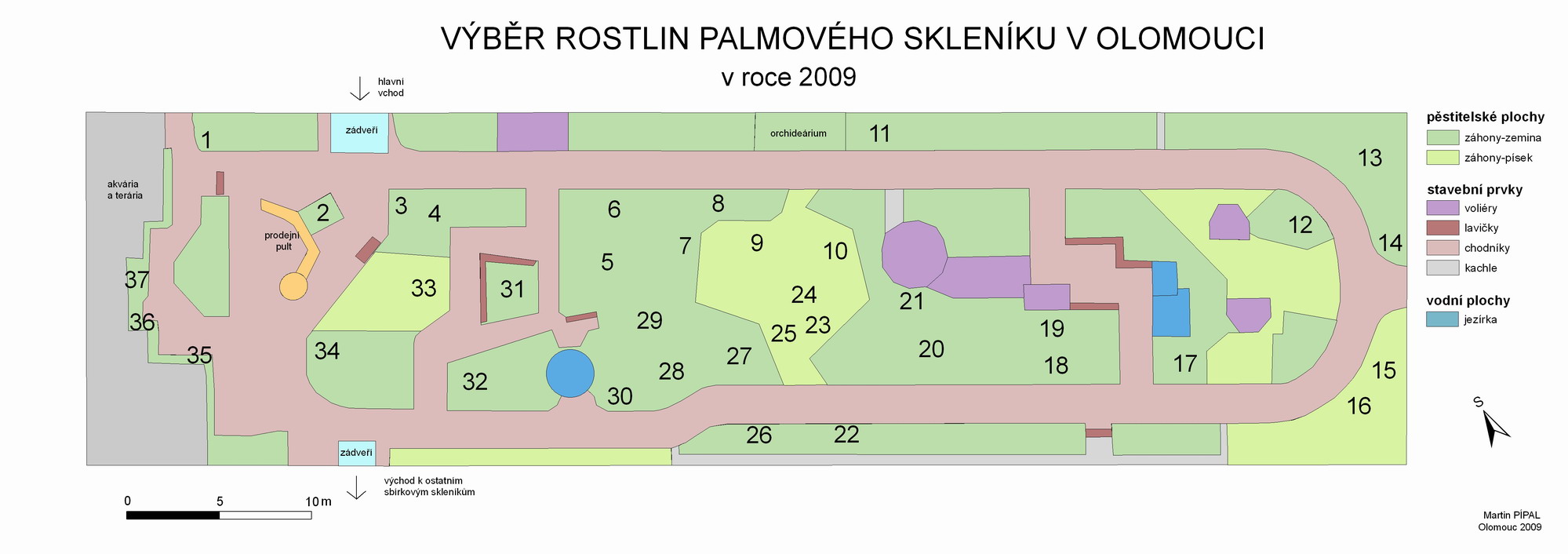 palmový skleník s čísly významných rostlin-zelený