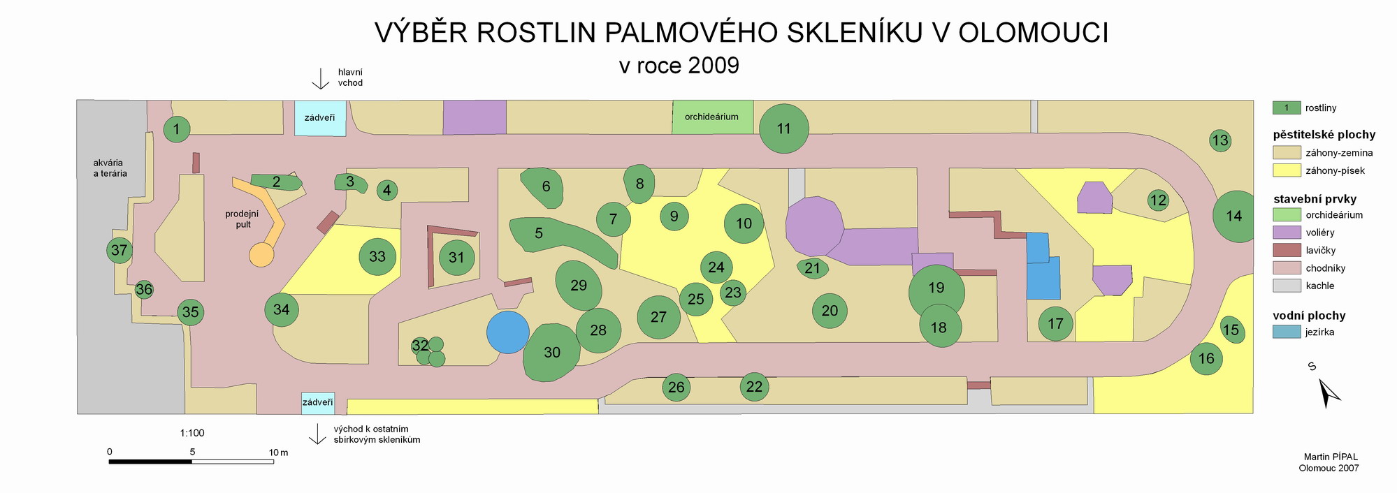 palmový skleník s významnými rostlinami